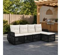 vidaXL Set di divani da giardino, 5 pezzi, nero e bianco crema, divano modulare moderno, resistente alle intemperie, per giardino, seduta all'aperto, vicino alla piscina, mobili da patio