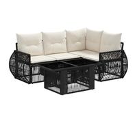 vidaXL Set Divano da Giardino 5 pz Nero e Bianco Crema polyrattan