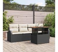 Set Divano da Giardino 5 pcs Nero e crema