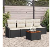 Set Divano da Giardino 5 pz Nero e Crema polyrattan