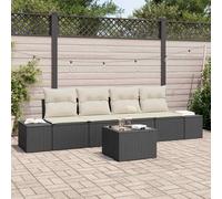 Set Divano da Giardino 5 pcs Nero e Crema polyrattan