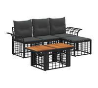 vidaXL Set Divano da Giardino 5 pz Nero e Grigio scuro polyrattan