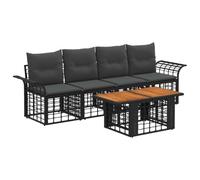 vidaXL Set Divano da Giardino 5 pz Nero e Grigio scuro polyrattan