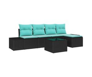 vidaXL Set Divano da Giardino 5 pz Nero e Turchese polyrattan | Puoi mixarlo come vuoi per adattarlo al tuo spazio, Cuscini super comodi per un relax totale, Fatto per resistere a tutto