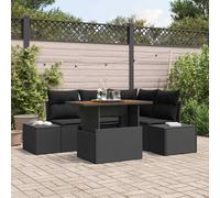 Set Divano da Giardino 5 pz Nero Poly Rattan
