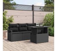 Set Divano da Giardino a 5 Pezzi con Cuscini Nero Rattan Sintetico