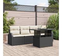 Set Divano da Giardino 5 pz Nero Poly Rattan