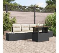 Set Divano da Giardino con archiviazione 5 pcs Nero Poly Rattan
