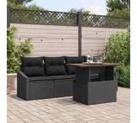 Set Divano da Giardino 5 pz Nero Poly Rattan