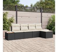 Set Divano da Giardino 5 pz Nero Poly Rattan