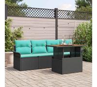 Set Divano da Giardino con archiviazione 5 pcs Nero Poly Rattan