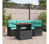 Set Divano da Giardino con archiviazione 5 pcs Nero Poly Rattan