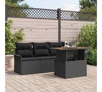 Set Divano da Giardino con archiviazione 5 pcs Nero Poly Rattan