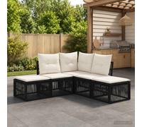vidaXL Set di divani da giardino in rattan sintetico, 5 pezzi, nero, divano da giardino, reclinabile, moderno, per esterni, mobili resistenti alle intemperie, design modulare per patio