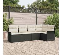 vidaXL Set Divano da Giardino 5 pz Nero polyrattan