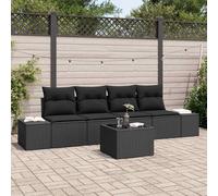 vidaXL Set Divano da Giardino 5 pz Nero polyrattan