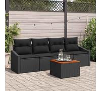 vidaXL Set Divano da Giardino 5 pz Nero polyrattan