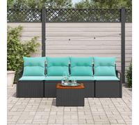 vidaXL Set Divano da Giardino 5 pz Nero polyrattan