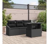 vidaXL Set Divano da Giardino 5 pz Nero polyrattan