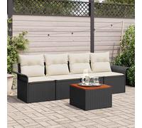 vidaXL Set Divano da Giardino 5 pz Nero polyrattan