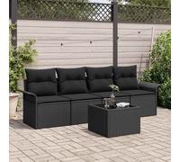 vidaXL Set Divano da Giardino 5 pz Nero polyrattan