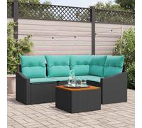Set Divano da Giardino 5 pz Nero polyrattan
