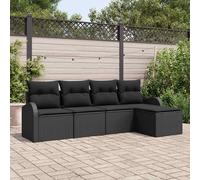 vidaXL Set Divano da Giardino 5 pz Nero polyrattan