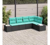 vidaXL Set Divano da Giardino 5 pz Nero polyrattan | Mixa e abbina secondo il tuo stile, Robusto contro le intemperie, Fatto con cura per un look unico e duraturo