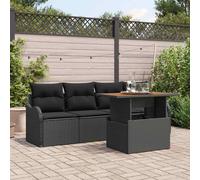 vidaXL Set Divano da Giardino 5 pz Nero polyrattan