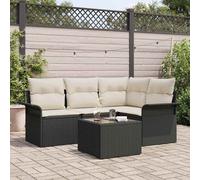 Set Divano da Giardino 5 pz Nero polyrattan