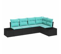 vidaXL Set Divano da Giardino 5 pz Nero polyrattan | Mixa e abbina secondo il tuo stile, Robusto contro le intemperie, Fatto con cura per un look unico e duraturo