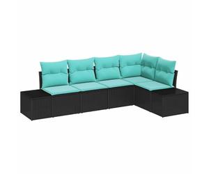 vidaXL Set Divano da Giardino 5 pz Nero polyrattan | Mixa e abbina secondo il tuo stile, Robusto contro le intemperie, Fatto con cura per un look unico e duraturo