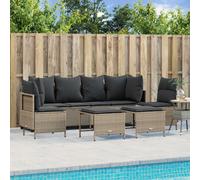 vidaXL Set Divano da Giardino 5pz con Cuscini Grigio Chiaro Polyrattan
