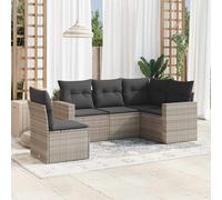 DIVANO DA GIARDINO VIDAXL 5 pz con Cuscini Grigio Chiaro Polyrattan - 3218962