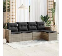 vidaXL Set Divano da Giardino 5pz con Cuscini Grigio Chiaro Polyrattan