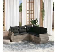 vidaXL Set Divano da Giardino 5pz con Cuscini Grigio Chiaro Polyrattan