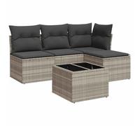 vidaXL Set Divano da Giardino 5pz con Cuscini Grigio Chiaro Polyrattan