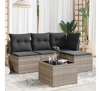 vidaXL Set Divano da Giardino 5pz con Cuscini Grigio Chiaro Polyrattan