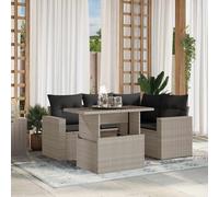 vidaXL Set Divano da Giardino 5pz con Cuscini Grigio Chiaro Polyrattan