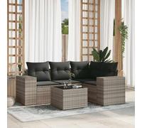 vidaXL Set Divano da Giardino 5pz con Cuscini Grigio Chiaro Polyrattan