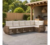 vidaXL Set Divano da Giardino 6 pz Beige e Bianco Crema polyrattan