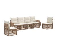 vidaXL Set di divani da giardino, 6 pezzi, beige e bianco crema, divano modulare moderno, resistente alle intemperie, ideale per conversazioni in giardino, patio