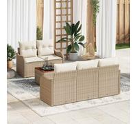 vidaXL Set Divano da Giardino 6 pcs Beige e Crema polyrattan