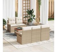 vidaXL Set Divano da Giardino 6 pcs Beige e Crema polyrattan