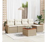 vidaXL Set Divano da Giardino 6 pcs Beige e Crema polyrattan
