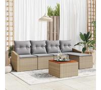 vidaXL Set Divano da Giardino 6 pcs Beige e Grigio Chiaro polyrattan