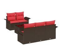 vidaXL Set Divano da Giardino 6 pcs Beige e Rosso polyrattan, Divano moderno per giardino e terrazzo, design modulare, materiali resistenti ai raggi UV, leggero rattan
