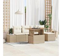 vidaXL Set Divano da Giardino 6 pcs Beige Poly Rattan