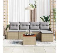 vidaXL Set Divano da Giardino 6 pcs Beige Poly Rattan