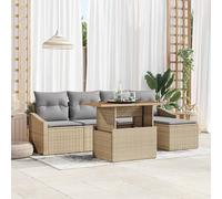 vidaXL Set Divano da Giardino 6 pcs Beige Poly Rattan